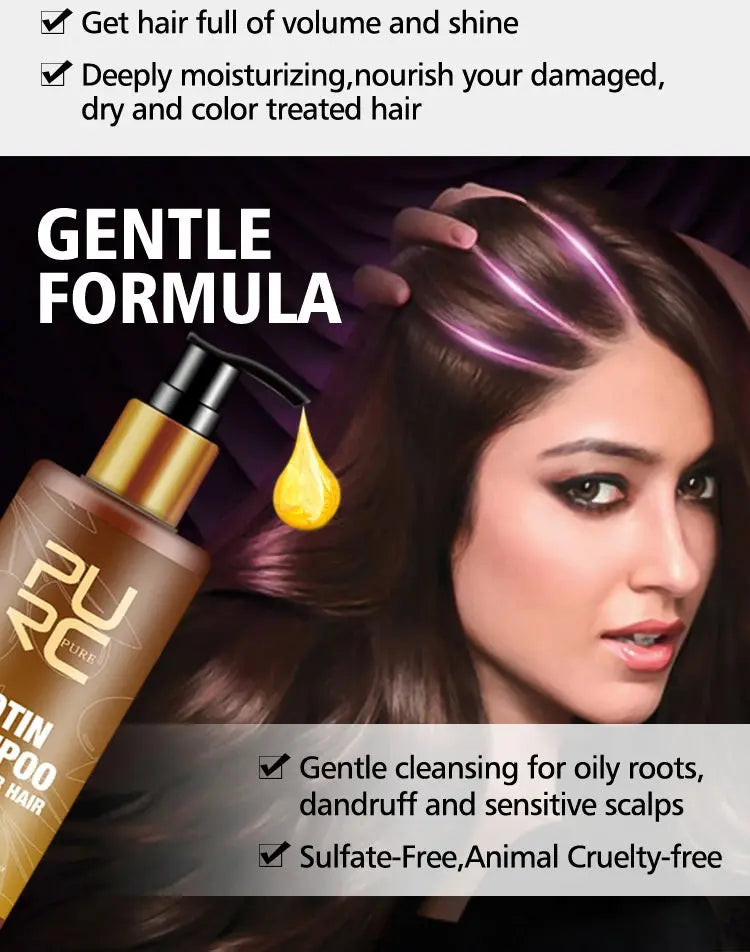 PURC Biotin Hair Care Set for Smooth, Healthy-Looking Hair PURC Biotin Shampoo and Conditioner Set with Hair Oil Nova Trendz