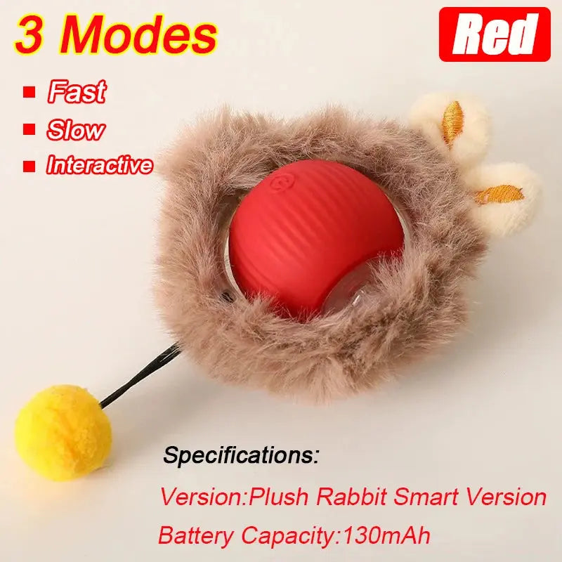 New Cat Interactive Ball Toy Automatic Rolling Ball Faux Tail Rechargeable Smart Pet Electric Toy Dog Cat Training Imitate Mouse - Nova Trendz