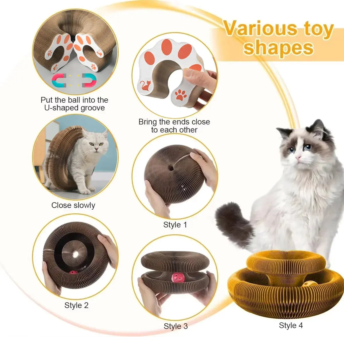 Magic Cat Scratch Organ Board Cat Toy with Ball Cat Grinding Claw Cat Climbing Frame Kitten Round Corrugated Cat Scratching Toy Nova Trendz