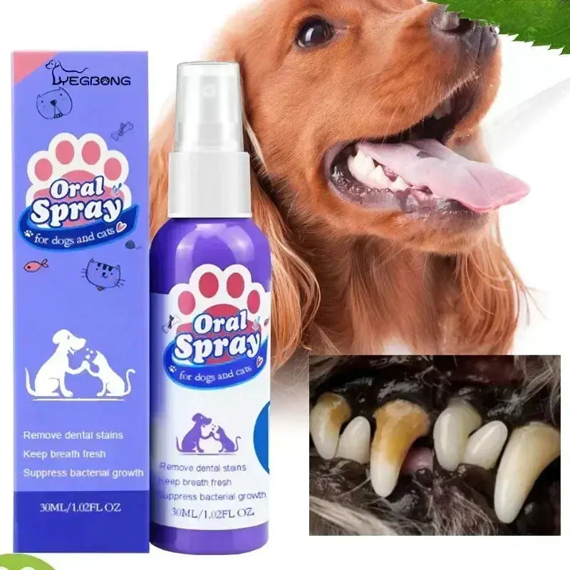 Pet Teeth Cleaning Spray Oral Care Remove Tooth Stains Keep Fresh Breath for Cats and Dogs Whitening  Remove bad breath - Nova Trendz