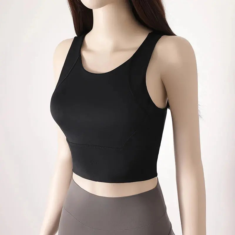 Women Sport Fixed Chest Pad Bra Female Athleisure Workout Tank Top Ladies Gym Clothes Yoga Sports Wear - Nova Trendz
