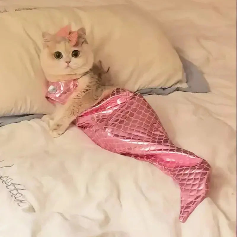 Cat Mermaid Crossdressing Funny Swimsuit Fish Tail Shape Cute Bikini Dog Pet Clothes Pet Halloween Costume Cats Clothes - Nova Trendz
