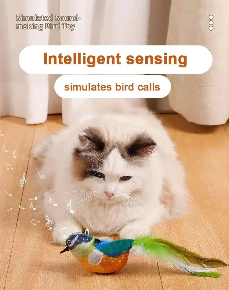 Interactive Cat Toys Rechargeable Electric Flapping Wings Bird Cat Toy Sound Chirping Bird Catnip Touch Activated Plush Toy Nova Trendz