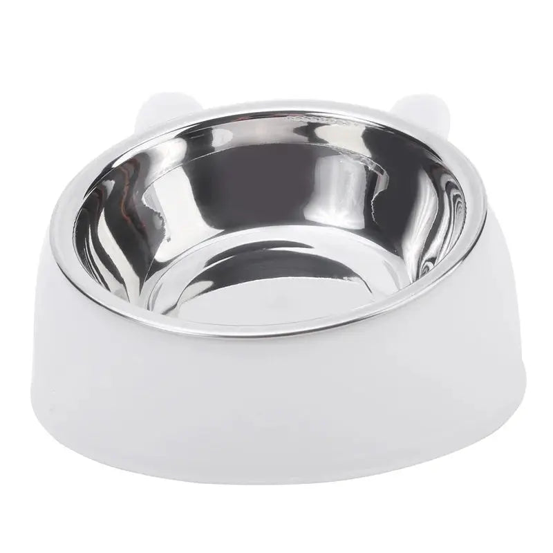 1pc Cat Bowl Lovely Creative Inclined Kitten Puppy Food Feeding Bowls Stainless Steel Cats Drinking Feeder Pet Dogs Cats Feeders - Nova Trendz