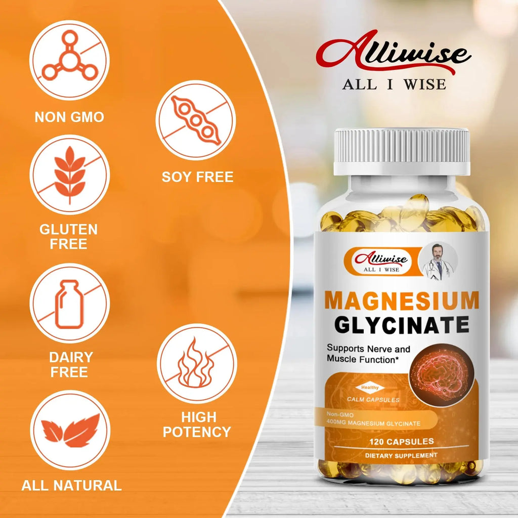 Magnesium Glycinate with Vitamin B6,D3, High Bioavailability Magnesium for Sleep & Calm Support, Nervous, Muscle & Bone Health Nova Trendz