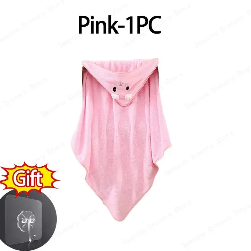 Hooded Coral Velvet Baby Bath Towel Cartoon Baby Elephant Wrap Blanket Super Absorbent Warm Bathrobe Newborn Baby Bath Towel Nova Trendz