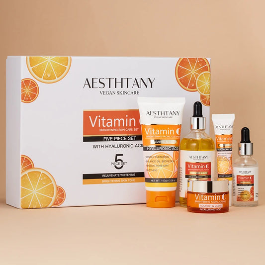 Natural Vitamin C Skin Care Set Moisturizing Hyaluronic Acid Skin Care Kit 5PCS Women Beauty Set