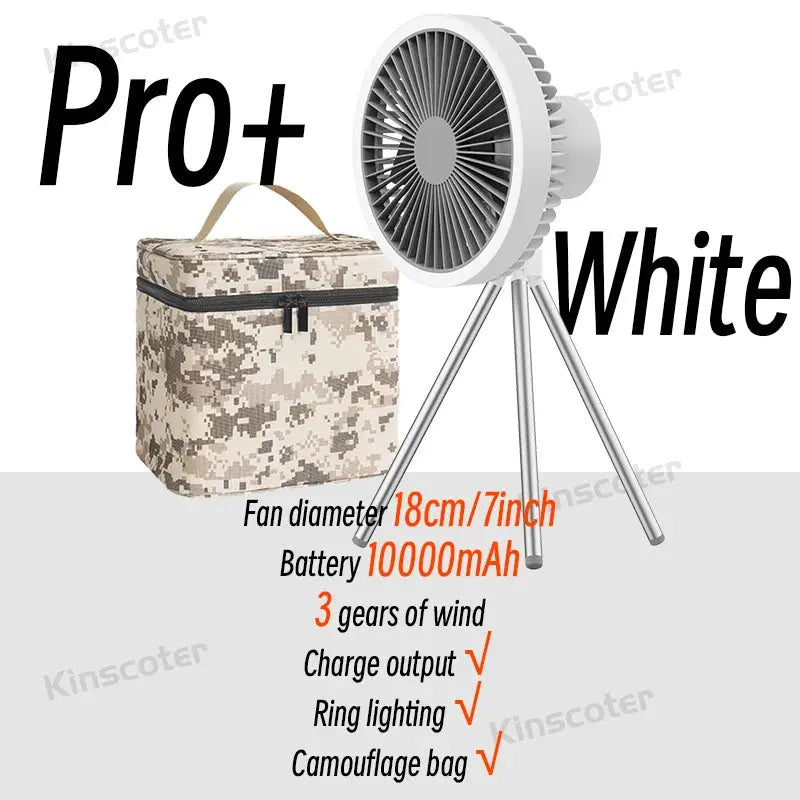 10000mAh 4000mAh Camping Fan Rechargeable Desktop Portable Circulator Wireless Ceiling Electric Fan with Power Bank LED Lighting Nova Trendz