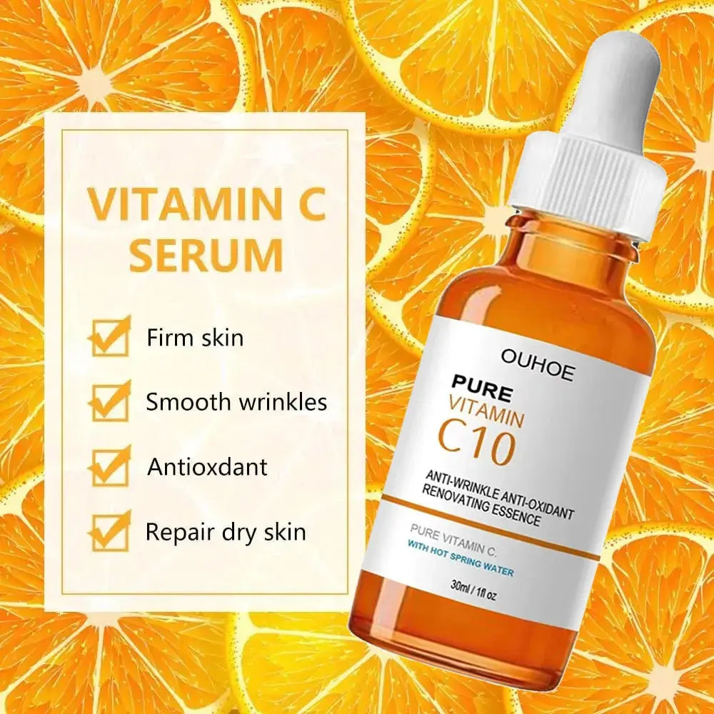 Vitamin C Wrinkle Remover Face Serum Lifting Firming Fade Fine Lines Anti-aging Essence Whitening Brighten Nourish Skin Care Nova Trendz