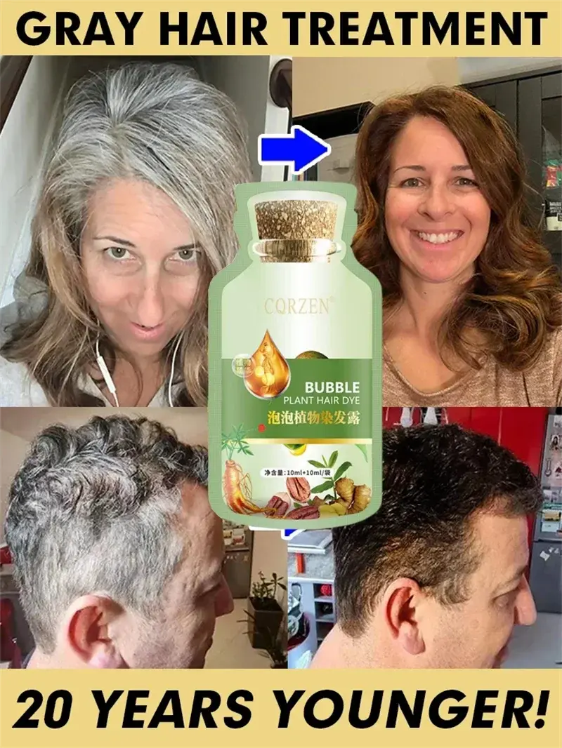 Pure Natural Herbal Hair Dye Shampoo Change Hair Color Cover Gray Hair White Hair Treatment Bubble Plant Hair Dye Hair Care Nova Trendz