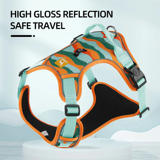 Adjustable Harness Dog Reflective Safety Training Walking Chest Vest Leads Collar For French Bulldog Pets Dogs Accessories