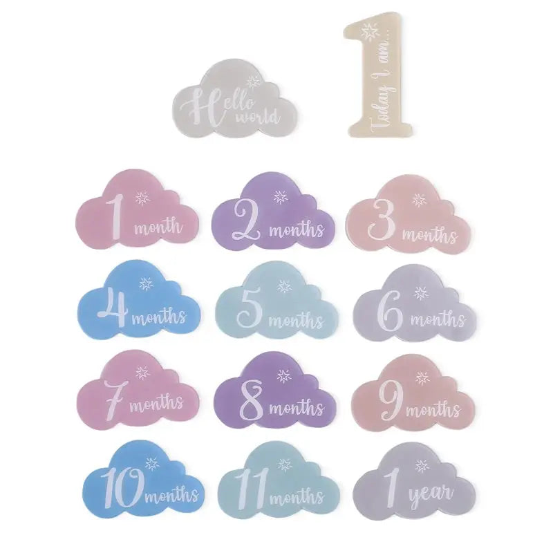 8pc/set Wooden Baby Milestone Card For Newborn Cute Cloud Shape Photography  Props Accessories Month Cards Sticker Newborn Gifts Nova Trendz