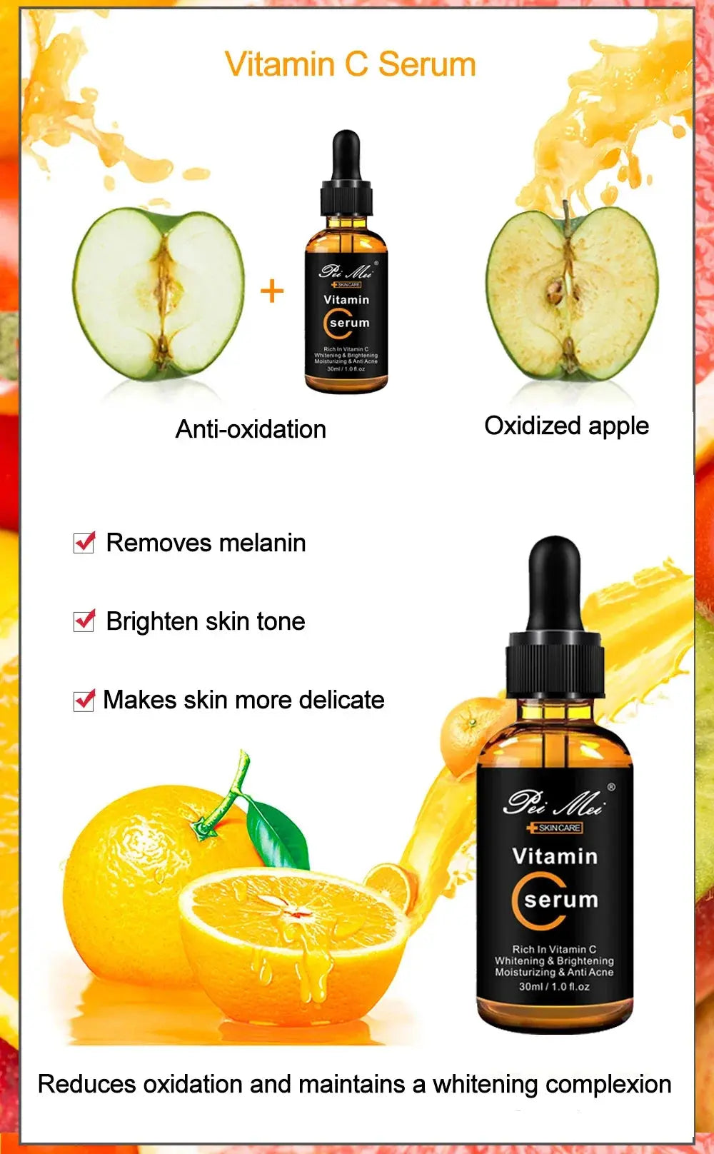 Skincare Products Vitamin C Facial Serum Brighten Skin Lighten Spots Hyaluronic Acid Face Essence Skin Care Products 30ml Nova Trendz