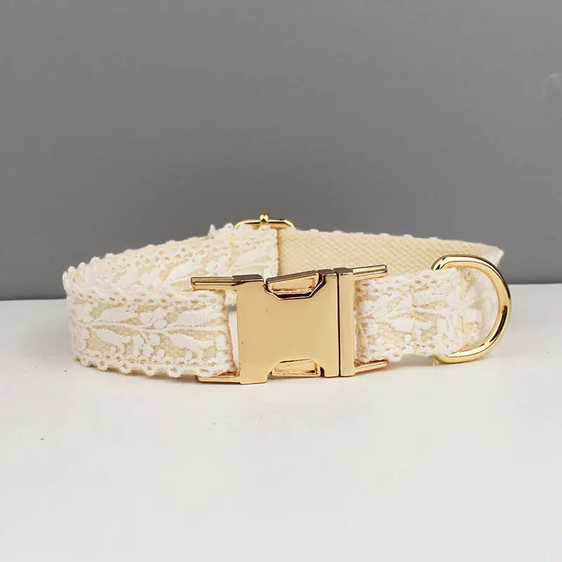 Lace  Dog Collar Personalizd  Custom Engraved Nameplate Pet Wedding Collar Harness For Dogs Dog Accessories Luxury Lace03 - Nova Trendz