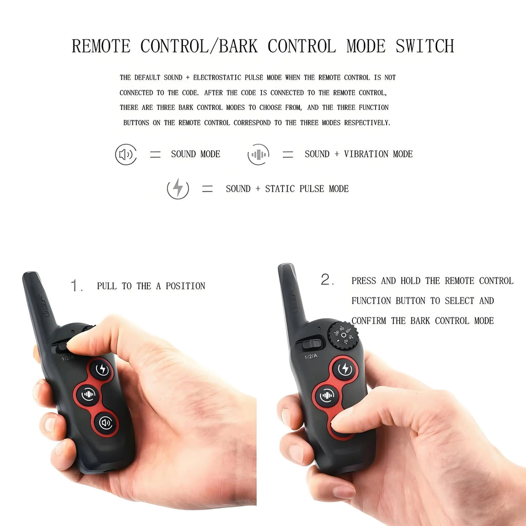 Dog Training Collar/Auto-barking Stopper 2 in 1 Function 500m Remote Control Range Waterproof Pet Electric Collar For Most Dogs - Nova Trendz