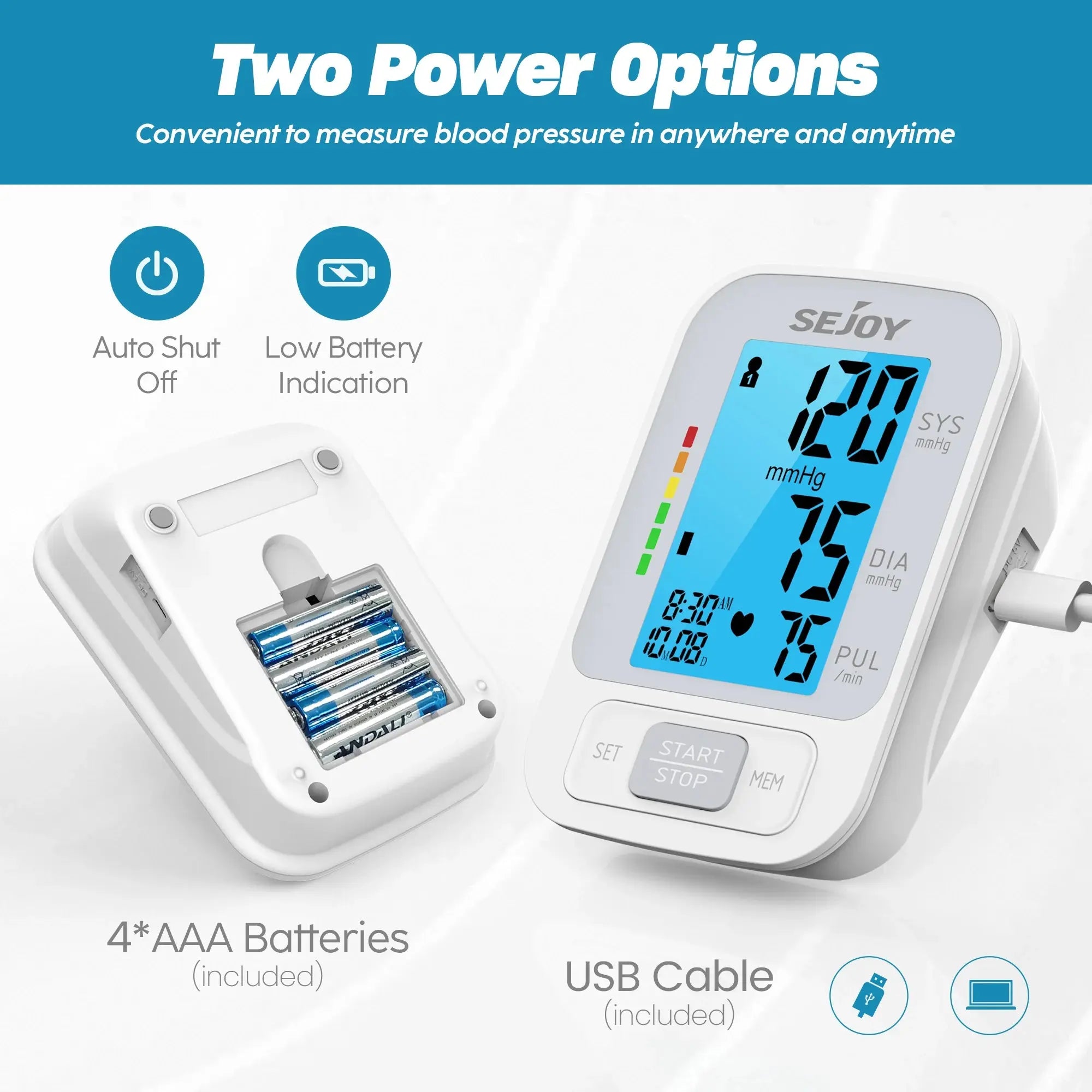 SEJOY Upper Arm Automatic Sphygmomanometer English Voice Backlight Blood Pressure Monitor  High Accurate BP Monitors Nova Trendz
