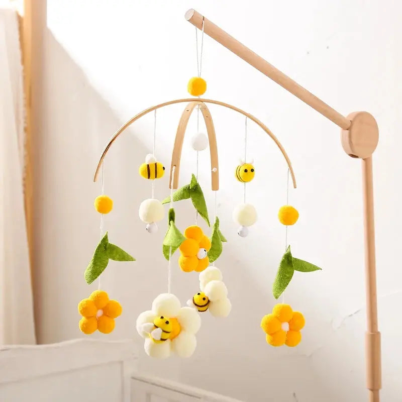 Baby Rattle Toys 0-12Months Newborn Wooden Crib Mobile Bee Toy Music Box Bed Bell Hanging Toy Holder Bracket Bed Bell Baby Gifts - Nova Trendz