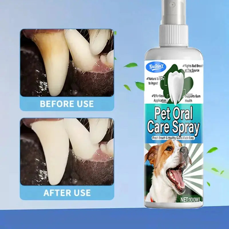 100ml Pet Oral Care Dental Spray - Instant Bad Breath Eliminator,with Natural Ingredients - Safe for Dogs & Pets Teeth Cleaning - Nova Trendz