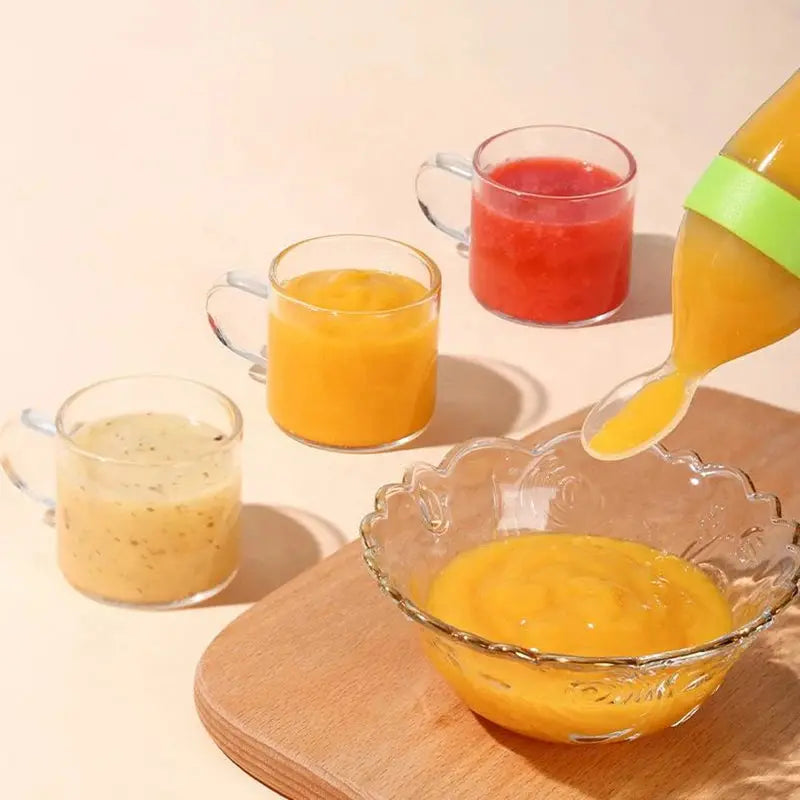 Squeezing Feeding Bottle Silicone Newborn Baby Training Rice Spoon Infant Cereal Food Supplement Feeder Safe Tableware Tools Nova Trendz