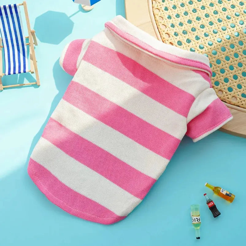 Summer Dog Clothes Fashion Simple Striped Dog Shirts Chihuahua French Bulldog Soft Vest Puppy Outfit Apparel Pet Costume - Nova Trendz