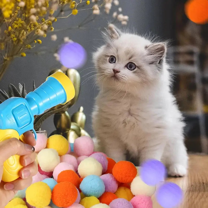 Cat Toys Interactive Launch Training Toy For Pet Kitten Creative Mini Shooting Gun Games Stretch Plush Ball Toys Pet Supplies - Nova Trendz