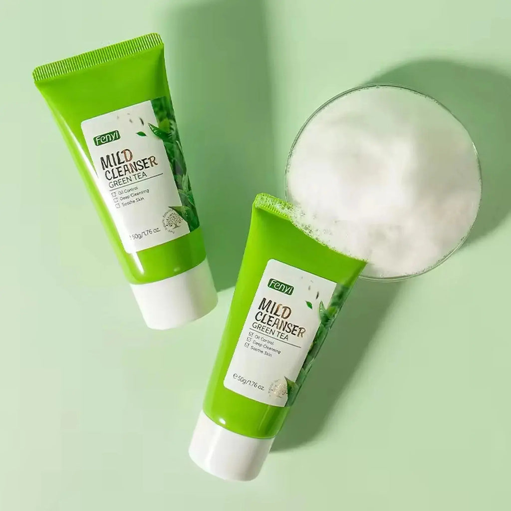 Green Tea Facial Cleanser 50g Skin Deep Cleansing Moisturizing Blackhead Removal Skincare Face Wash Foam Face Cleanser Skin Care - Nova Trendz