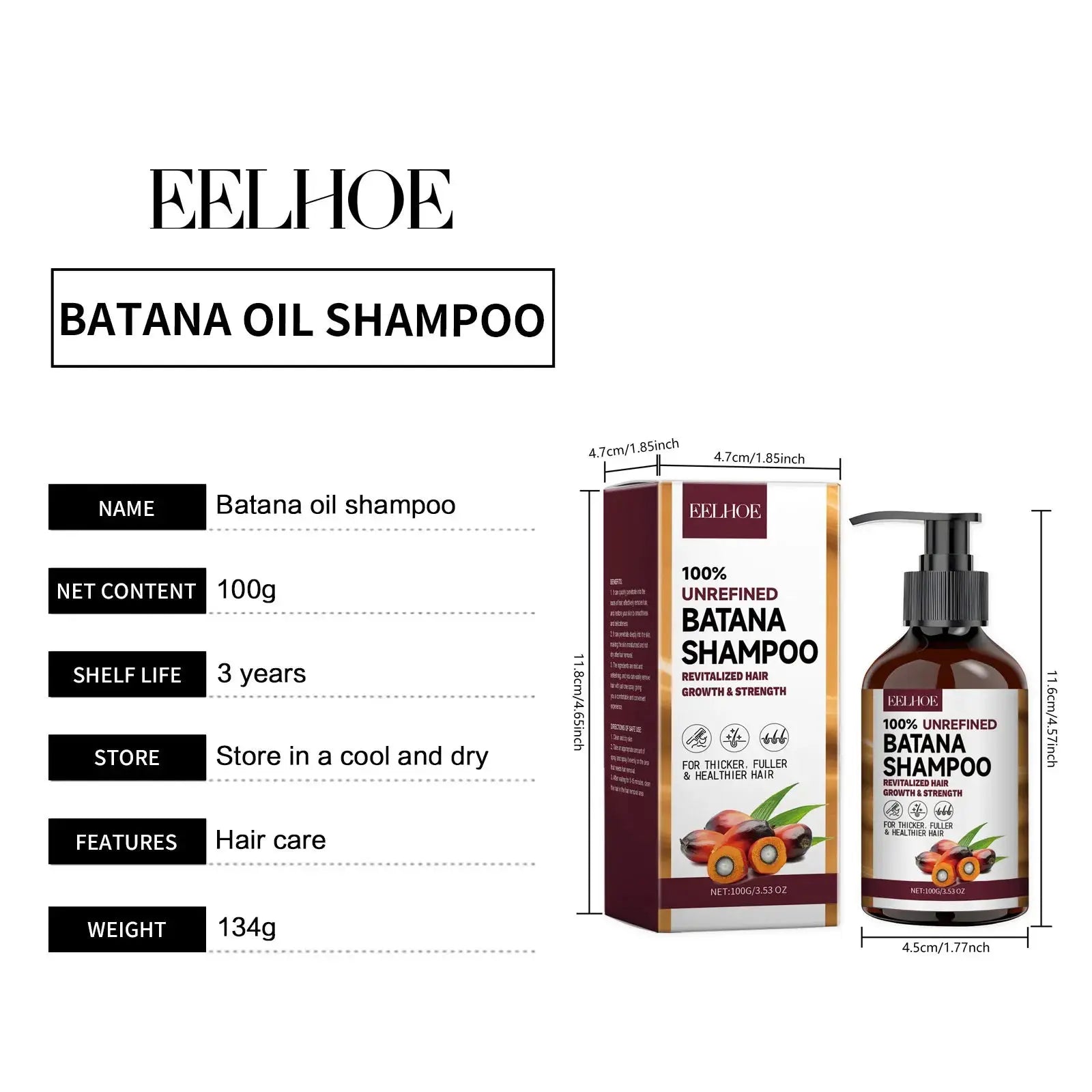 Organic Batana Oils Shampoo Treatment Damaged Split Hair Reduce Hair Loss Deep Cleansing Nourish Hair Care Growth Shampoo 100g Nova Trendz