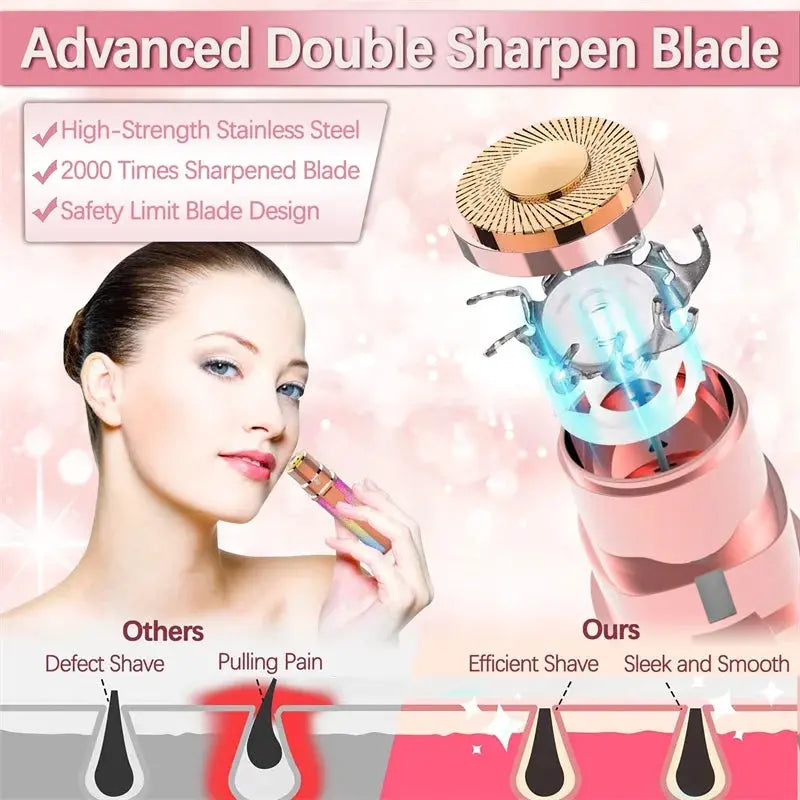 2 In1 Electric Eyebrow Trimmer Painless Eye Brow Mini Shaver Razors Portable Facial Hair Remover Women Built-in LED Light Nova Trendz