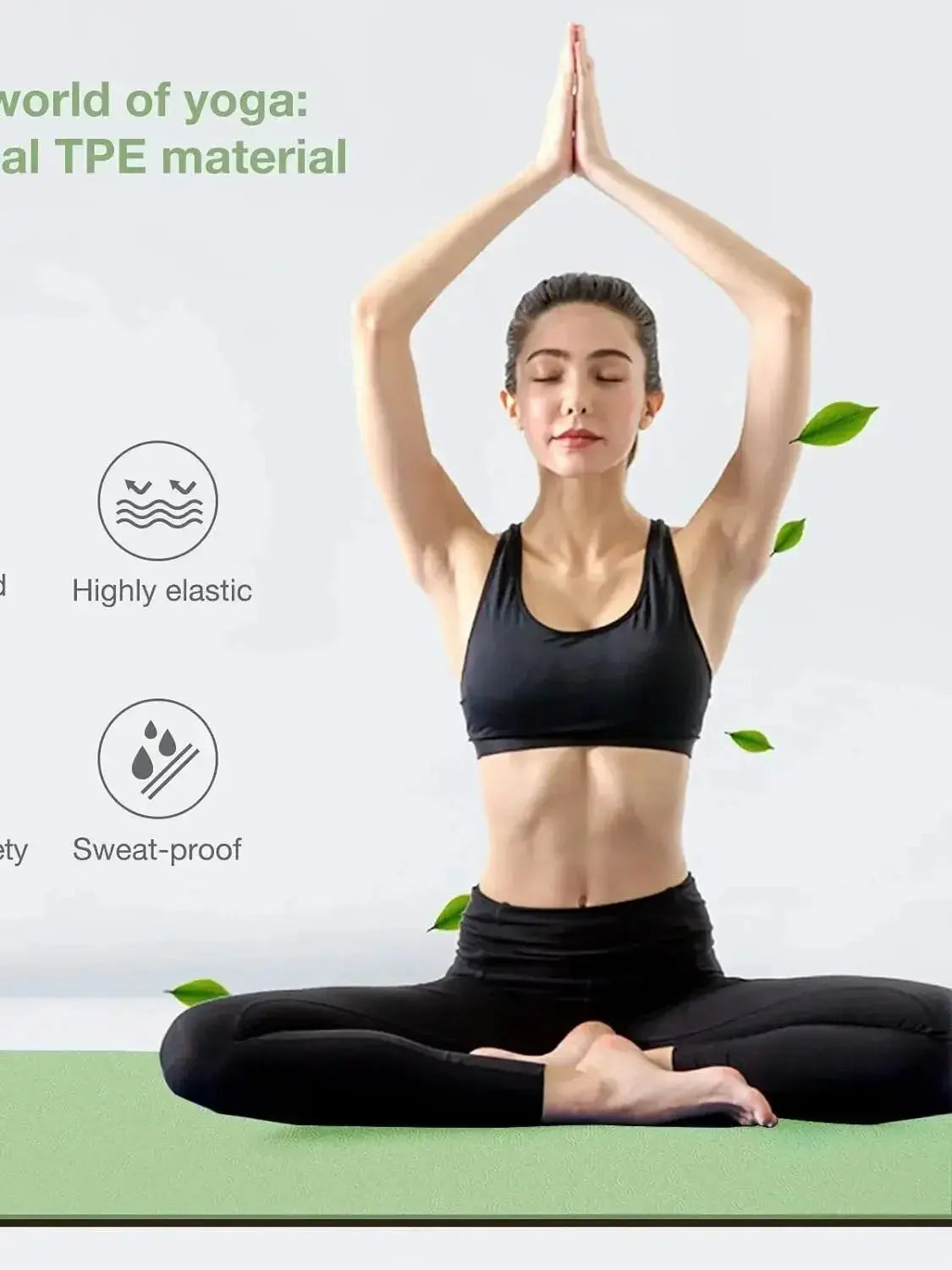 180cmx57cmx0.4cm TPE Folding Yoga Mat Portable Non-Slip Shock-Absorbent Noise-Free Convenient for Home Travel Fitness Exercise Nova Trendz