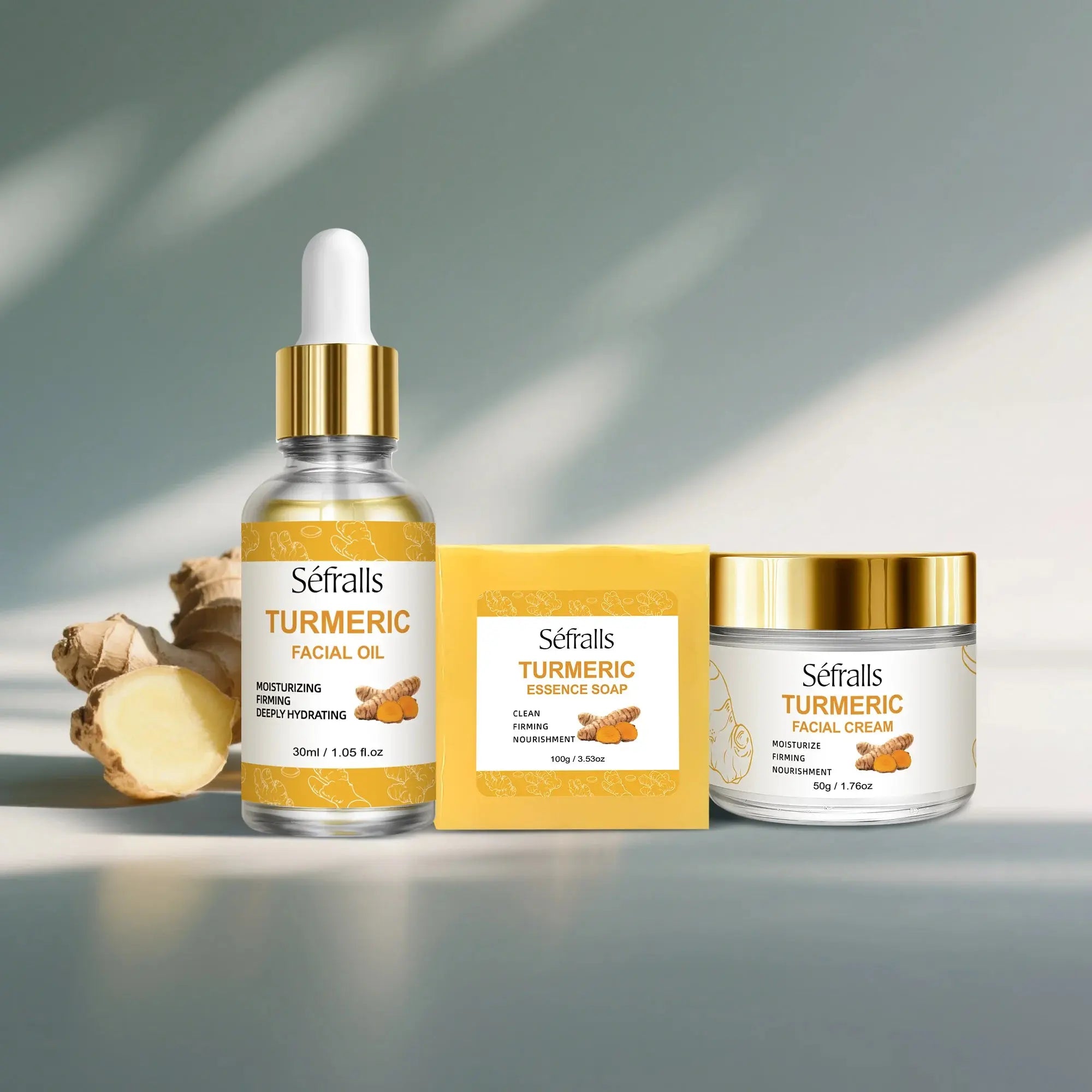 Séfralls Turmeric Skincare Set for All Skin TypesFirming moisturising deep cleansing anti-wrinkle nourishing blemish reduction Nova Trendz