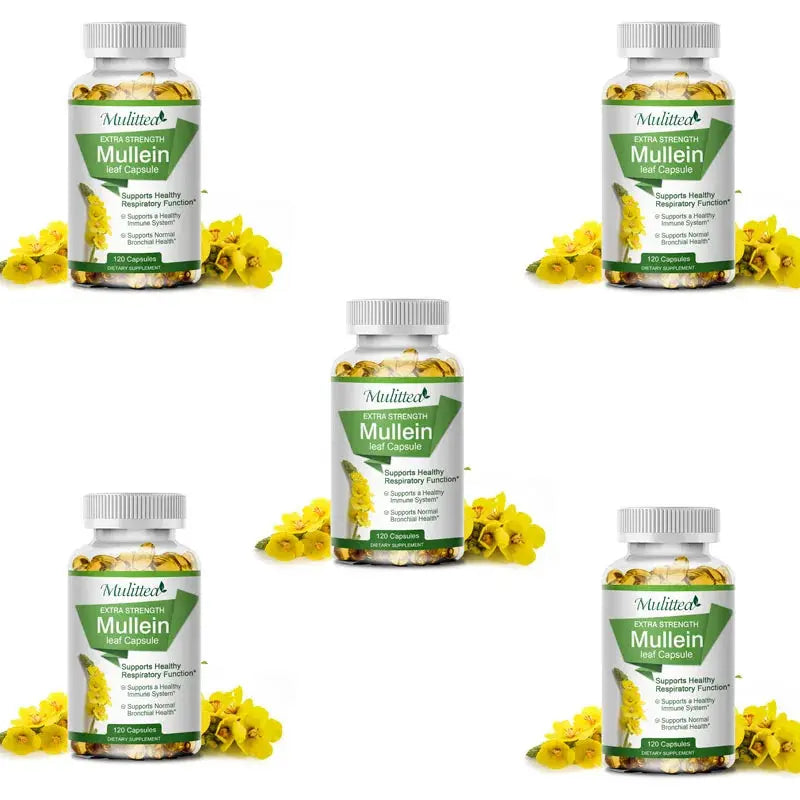 Mulittea Natural Mullein Leaf Capsules Herbal Supplement for Lung Cleanse Helps Healthy Respiratory Function & Mucous Membranes Nova Trendz