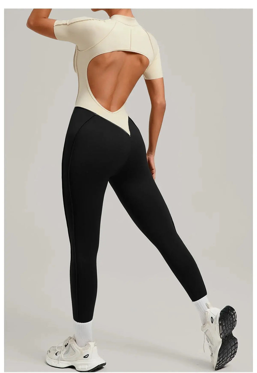 Yoga Bodysuit Short Sleeves Women's Tracksuits Gym Zipper Jumpsuits Sports Workout High-intensity Fitness One-piece Tights Suit - Nova Trendz