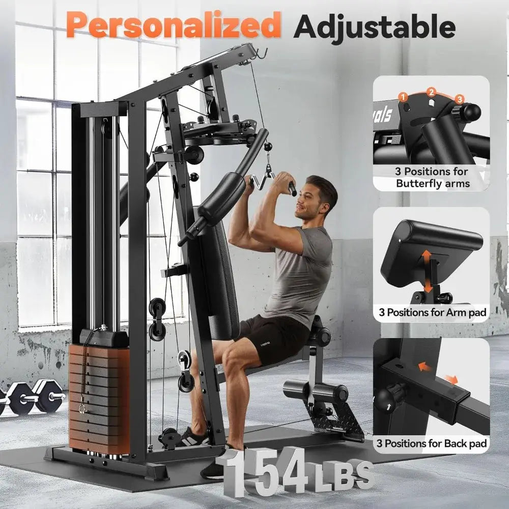 Home Gym,Workout Station with 154LBS Weight Stack, Exercise Equipment for Full Body Traning with Pulley System Nova Trendz