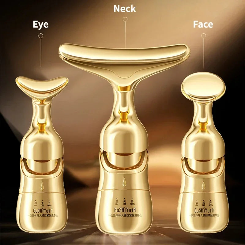 3 In 1 Face Massager Neck Facial Eye Massage Introducer Microcurrent Skin Rejuvenation Anti Aging Beauty Device Dropshipping