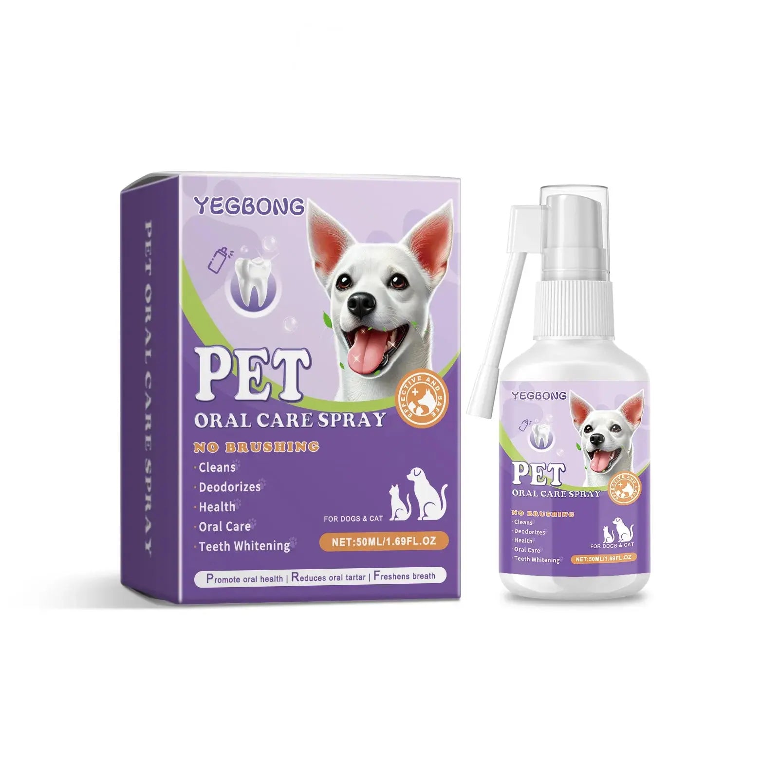 Pet Oral Cleaning Spray 50ml Dogs Cats Teeth Clean Deodorant Prevent Calculus Remove Kitten Bad Breath Mouth Fresh Pet Supplies - Nova Trendz