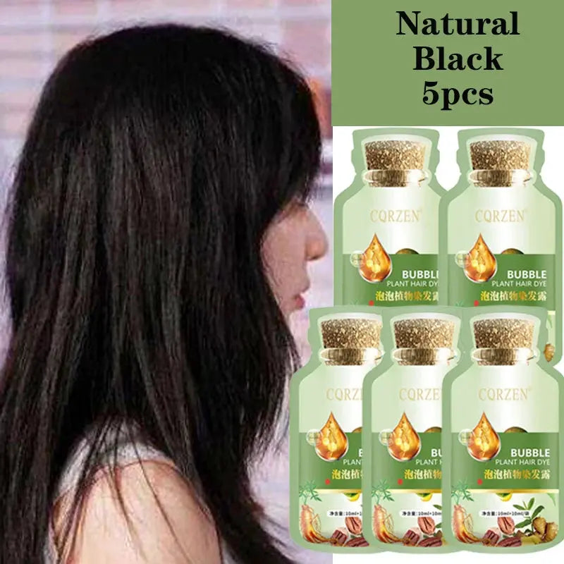 Pure Natural Herbal Hair Dye Shampoo Change Hair Color Cover Gray Hair White Hair Treatment Bubble Plant Hair Dye Hair Care Nova Trendz