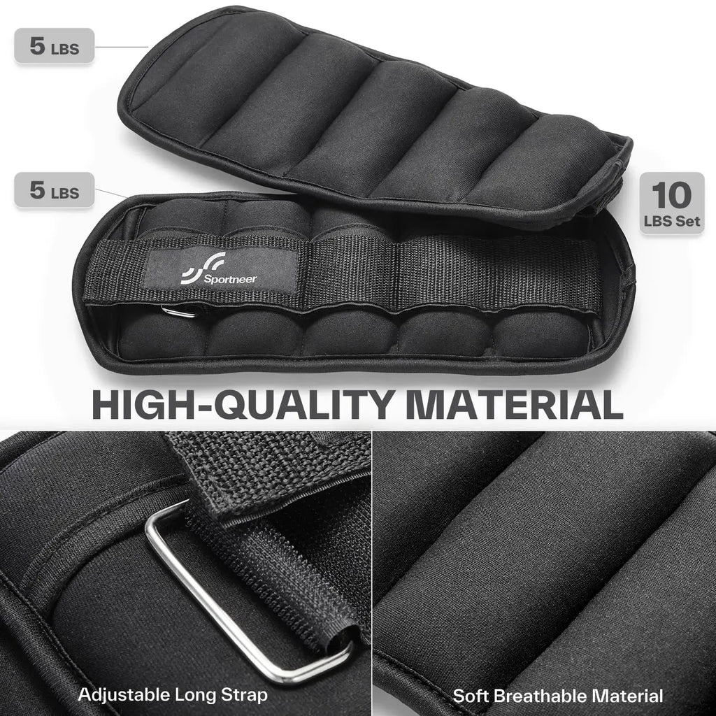 Sportneer Adjustable Ankle Weights 1Pair 10lb Leg Weight Straps for Women Men Weighted Ankle Weights Set for Gym Fitness Workout Nova Trendz