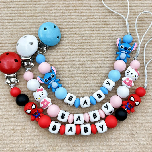 Personalize Silicone Letters Name Baby Popular Silicone Bead Pendant Pacifier Clips Chains Holder Teether Baby Kawaii Toy Gifts