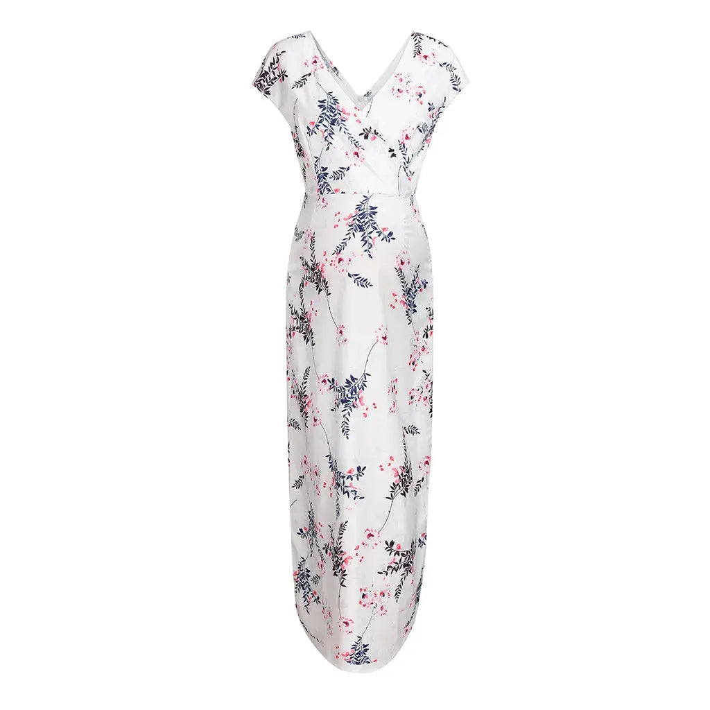 Women'S Dress Women Maternity Floral Printed Short-Sleeved Long Dresses Casual Temperament Pregnant Wedding Party Outfits 2024 Nova Trendz