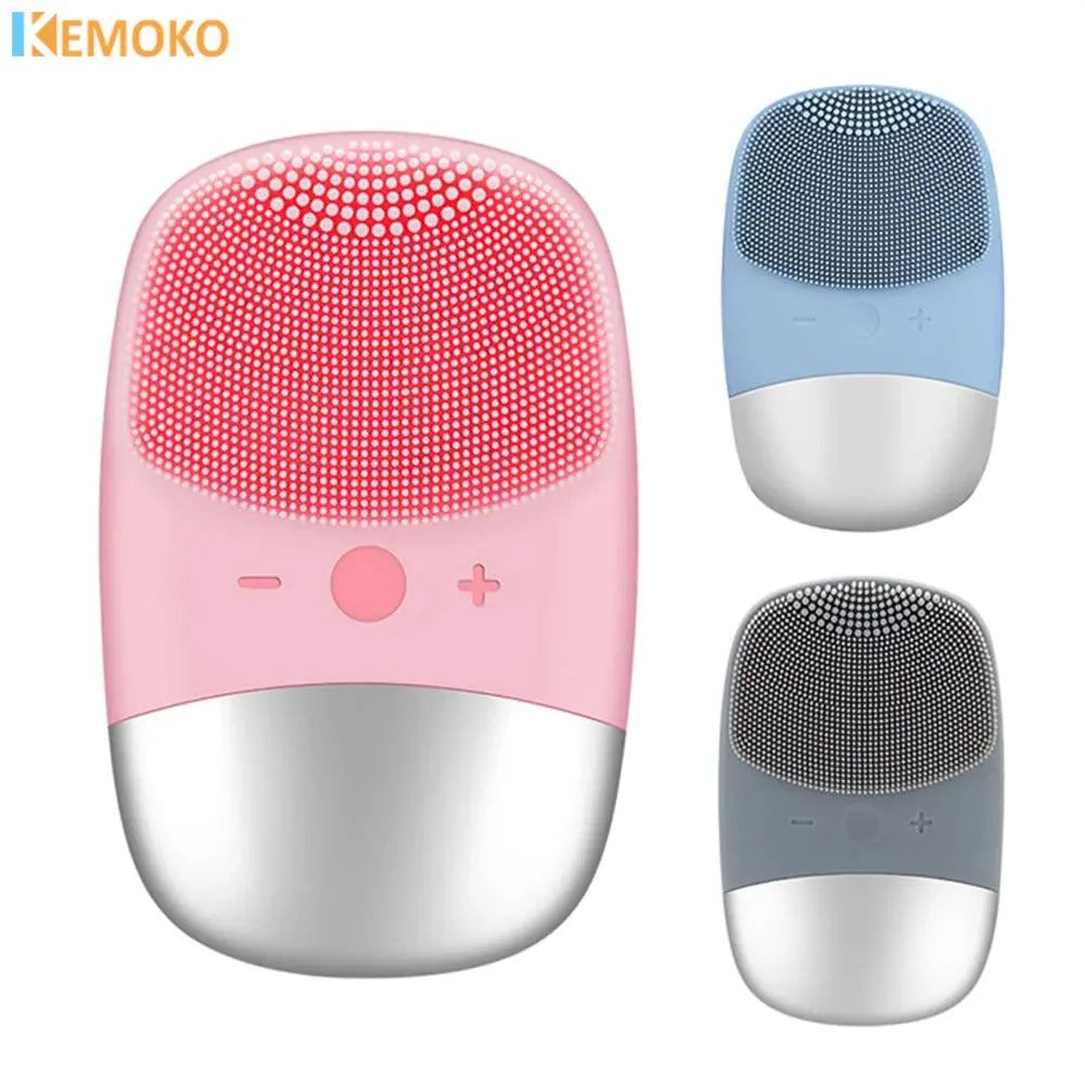 Electric Facial Cleansing Brush Silicone Sonic Face Cleaner Deep Pore Cleaning Skin Massage Intelligent Cleansing Brush Device - Nova Trendz