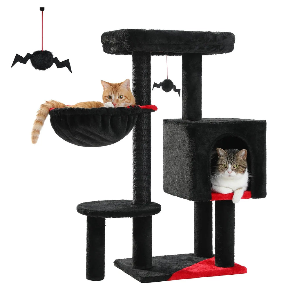 Cat Tree Cute Cat Tower with Padded Top Perch Comfy Hammock Private Condo Fully Scratching Post and Dangling Bell Ball Nova Trendz