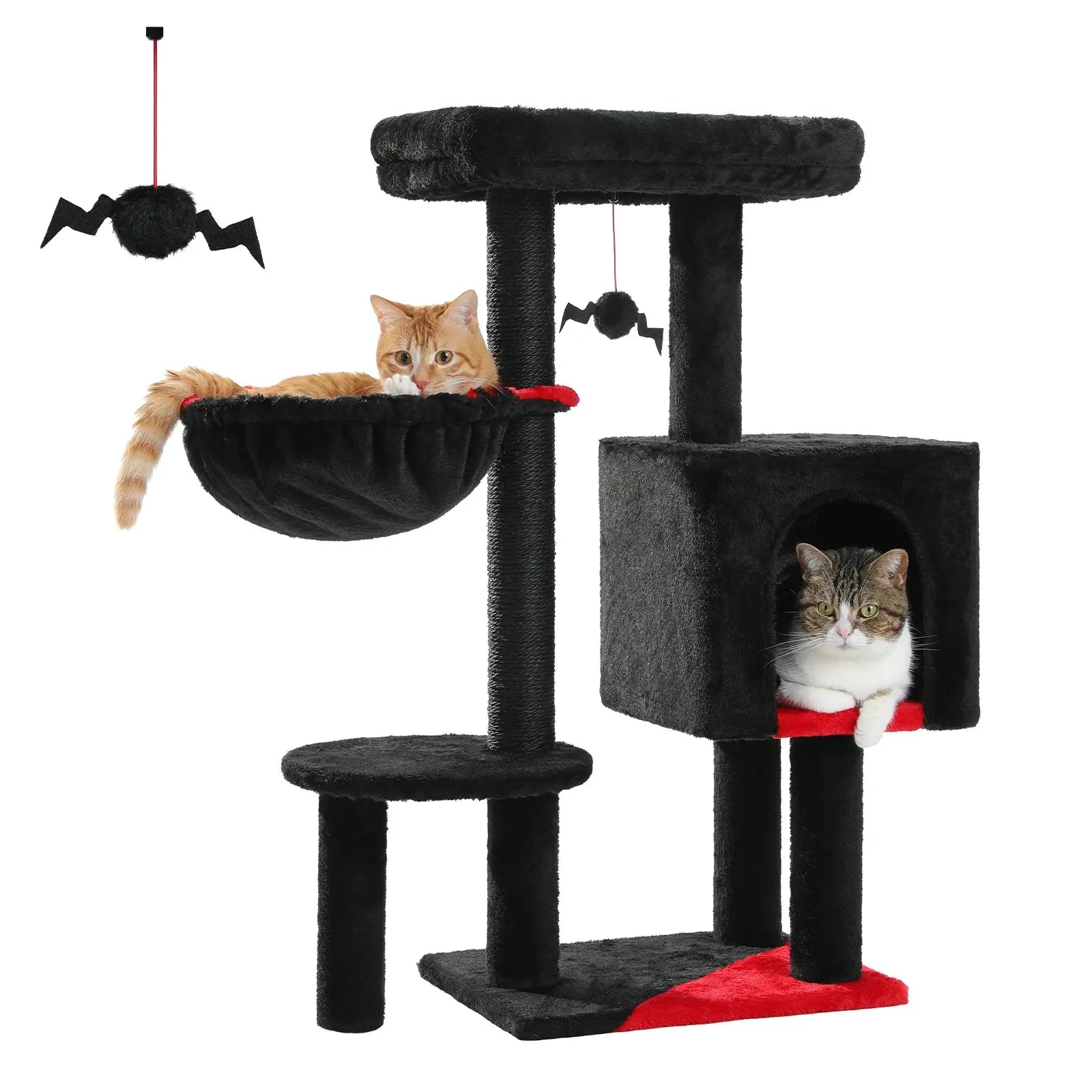Cat Tree Cute Cat Tower with Padded Top Perch Comfy Hammock Private Condo Fully Scratching Post and Dangling Bell Ball Nova Trendz