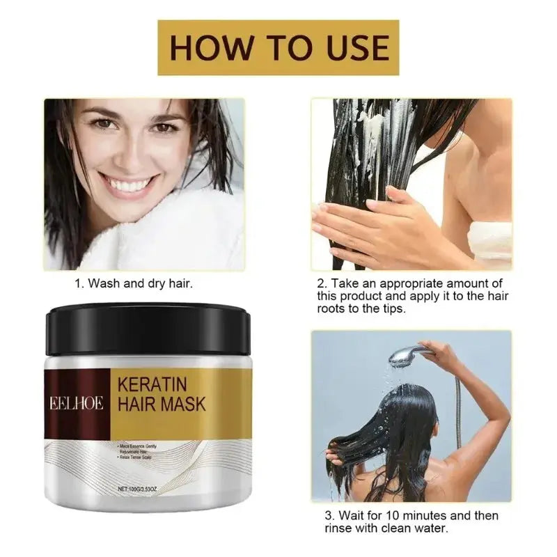 Deep Nourishing Keratin Care Hair Mask Moisturizing Repairing Damaged Frizzy Hairs Smooth Straighten Soft Hair Care 1/3/5/10pcs Nova Trendz