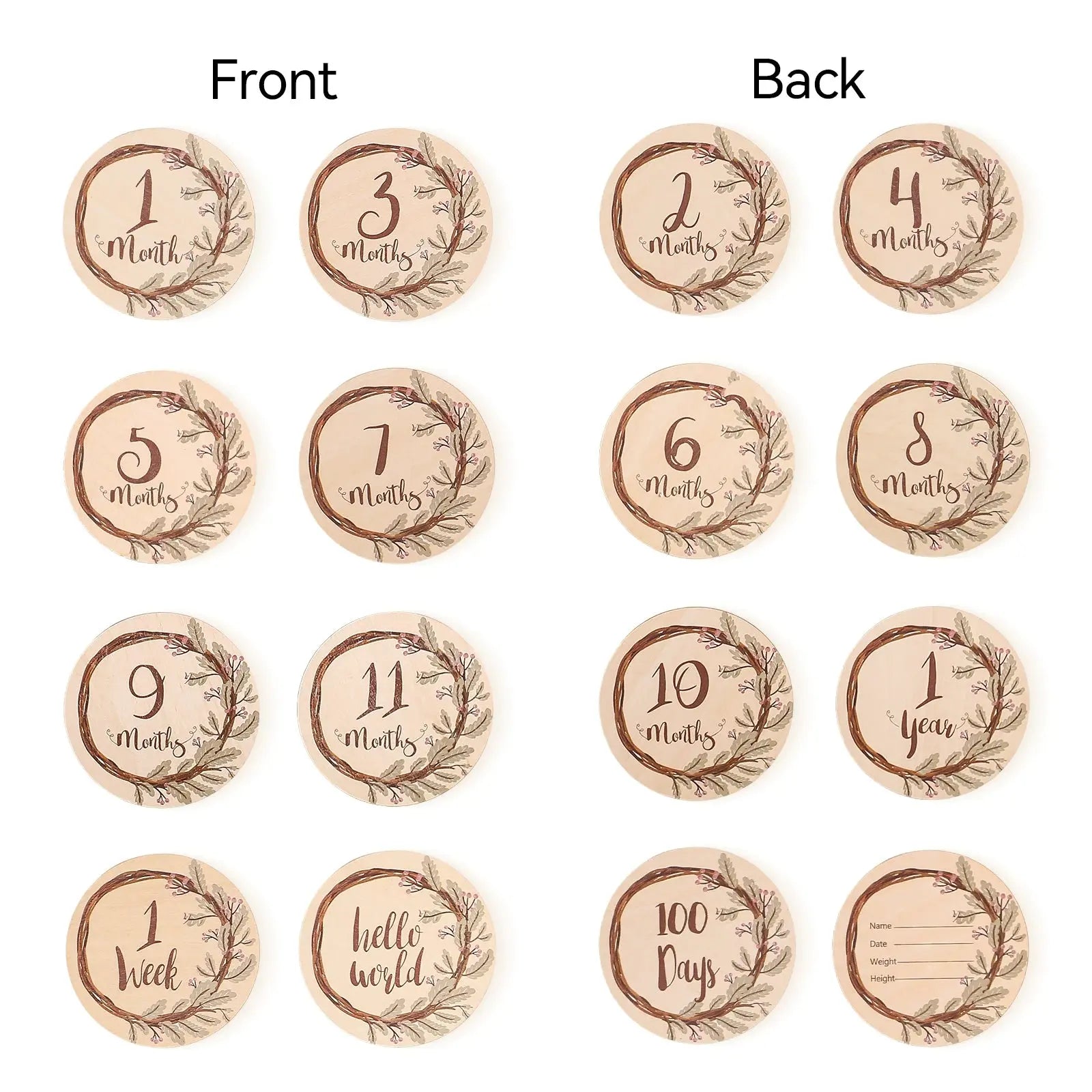 8pc/set Wooden Baby Milestone Card For Newborn Cute Cloud Shape Photography  Props Accessories Month Cards Sticker Newborn Gifts Nova Trendz