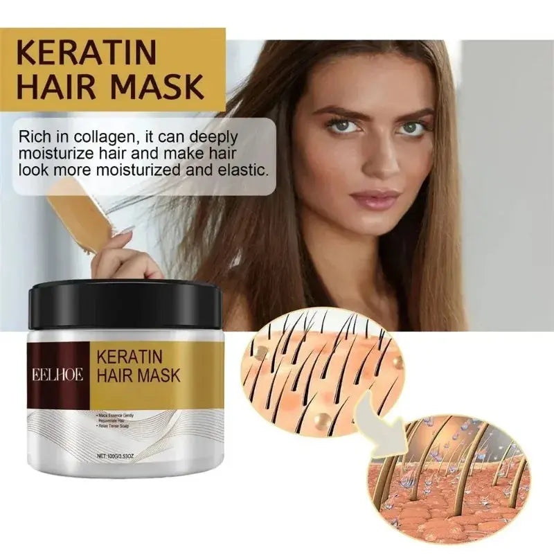 Deep Nourishing Keratin Care Hair Mask Moisturizing Repairing Damaged Frizzy Hairs Smooth Straighten Soft Hair Care 1/3/5/10pcs Nova Trendz