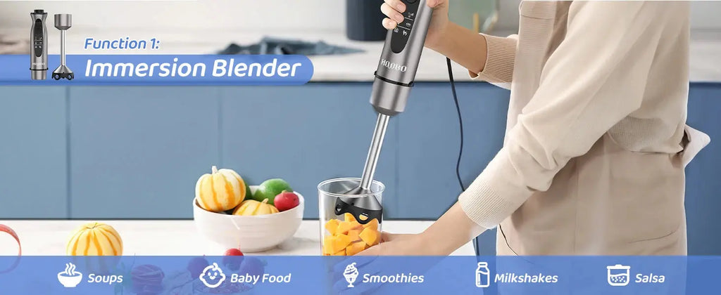 1000 Watt Powerful Handheld Immersion Blender, Vegetable Meat Immersion Egg Beater For Smoothies, Sauces, Baby Food Soups Nova Trendz