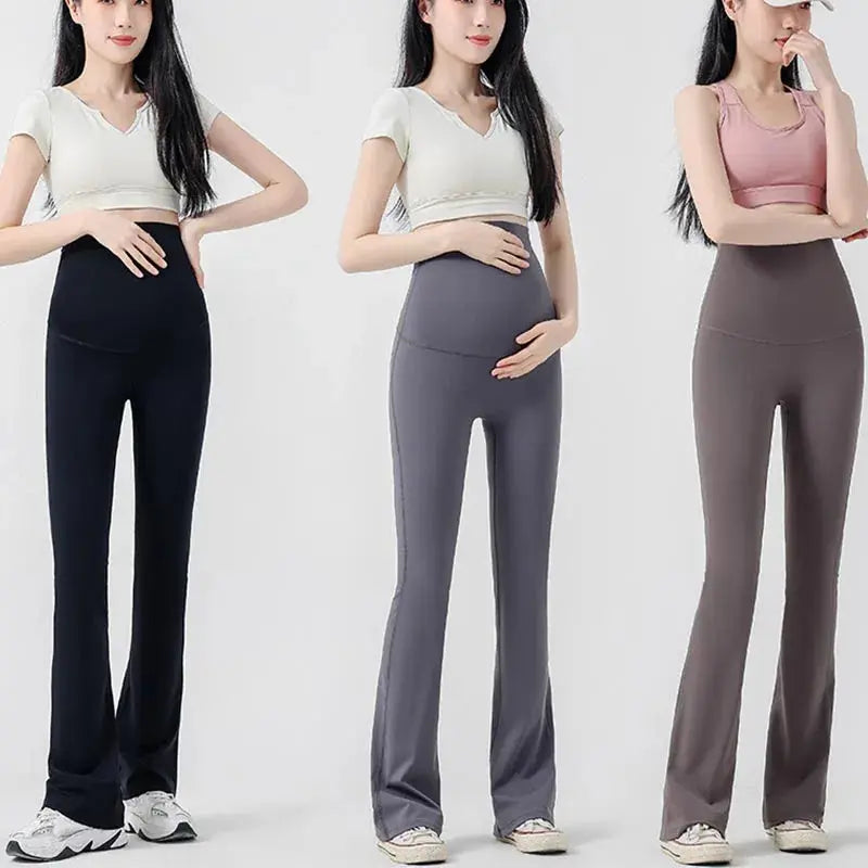 Maternity Leggings for Pregnant Women Yoga Flared High-waisted Trousers Pregnancy Clothes Maternity Yoga Flared Pants Nova Trendz