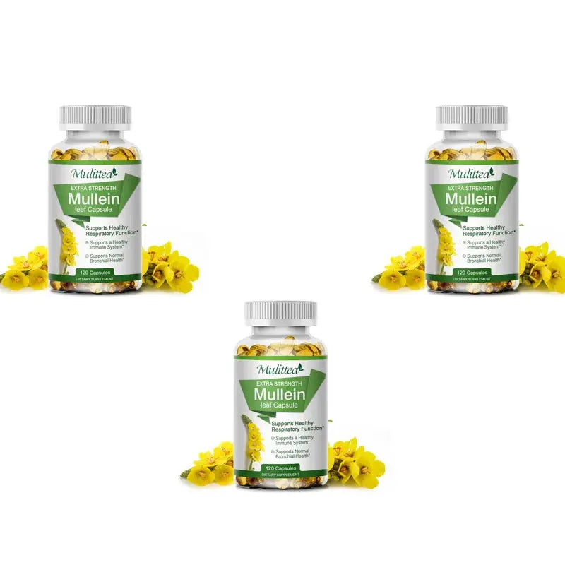 Mulittea Natural Mullein Leaf Capsules Herbal Supplement for Lung Cleanse Helps Healthy Respiratory Function & Mucous Membranes Nova Trendz