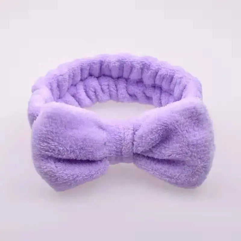 Solid Color Soft Skin Care Comfortable Coral Fleece Big Girl Sports Bath Make Up Facial Bow Knot Velvet Gym Lady Headbands Nova Trendz
