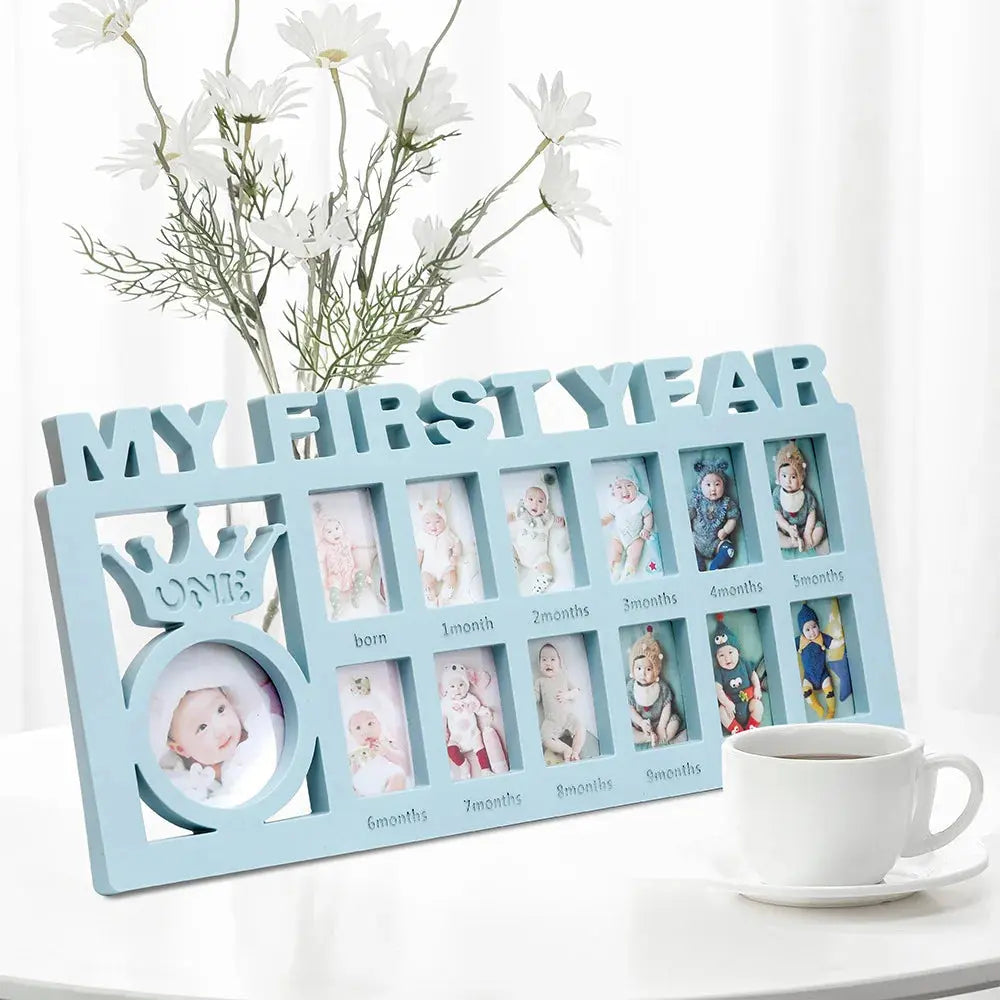 Ylsteed My First Year Baby Keepsake Picture Frame 0-12 Month Monthly Growth Photo Frame Souvenirs Newborn Photography Props Nova Trendz